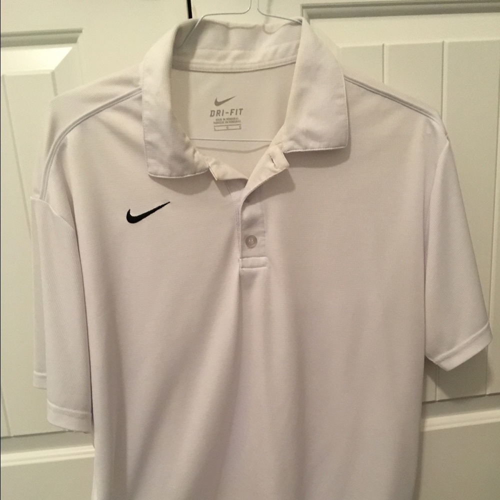White Men's Nike Dri Fit Polo size Large