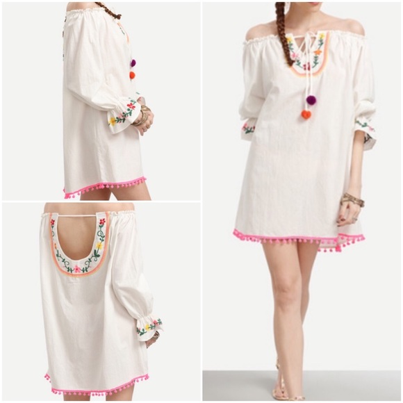 Off shoulder embroidered Shift dress. Price firm - Picture 3 of 6