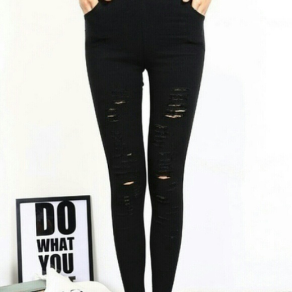 High rise Stretch destroyed pants - Picture 4 of 4