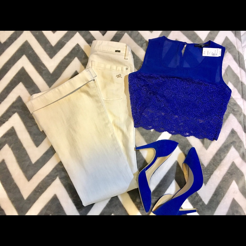 Royal Blue Lace Crop Top