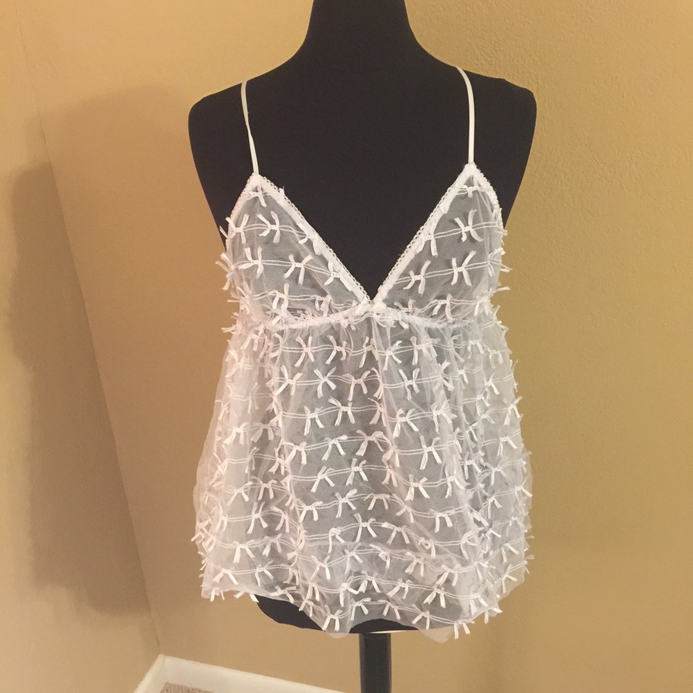 Victoria's Secret white sheer bow top