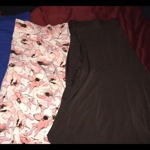 Two knee length skirts. Brown and floral.