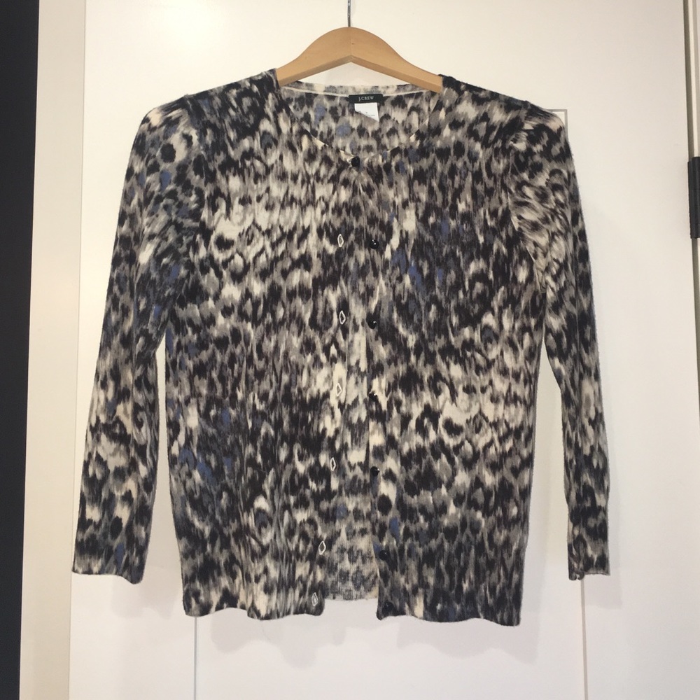 J. Crew leopard merino wool cardigan small