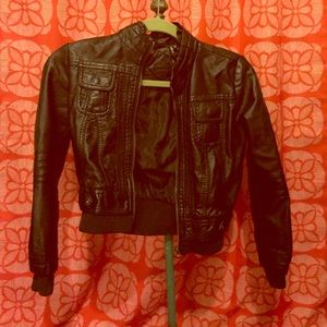 Kids Leather Jacket with Pockets