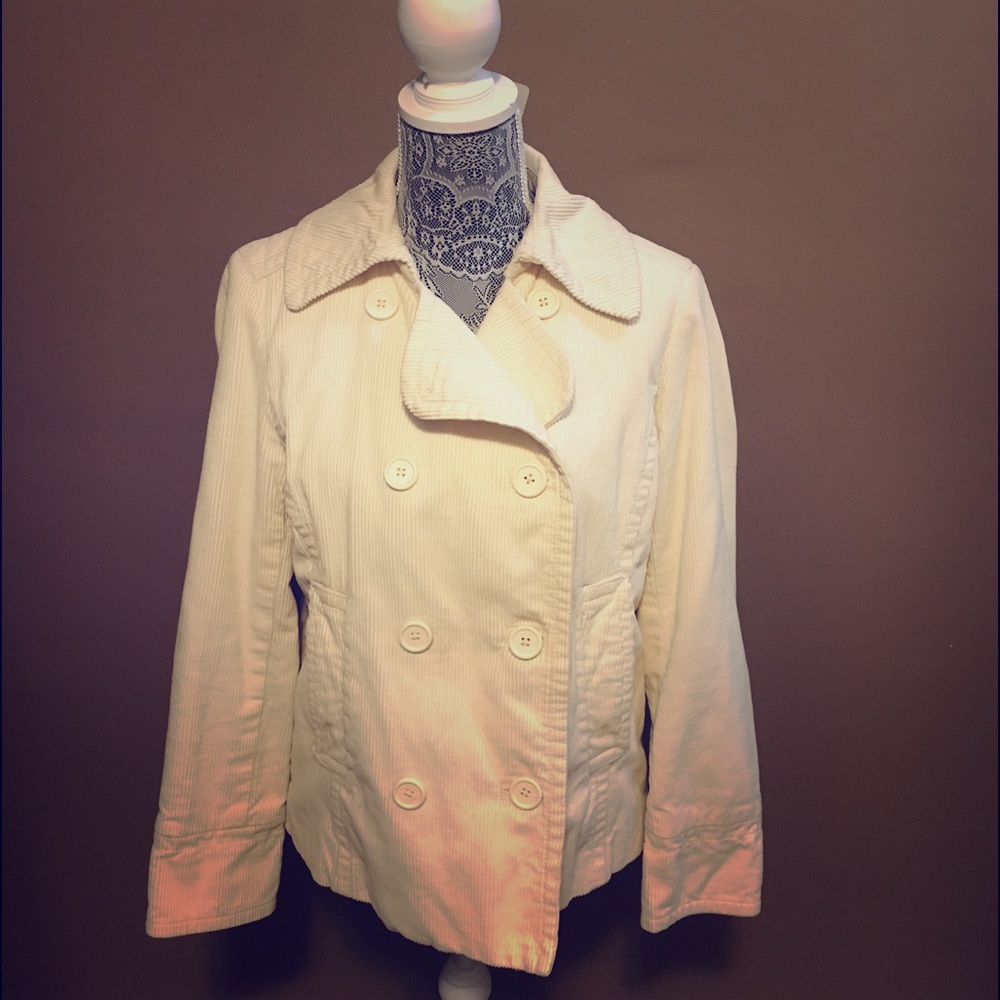 Gap Corduroy Pea Coat in Cream/ivory size L