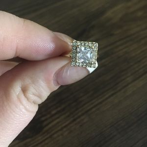 5/$25 SALE - Gold Tone Rhinestone Adjustable Ring