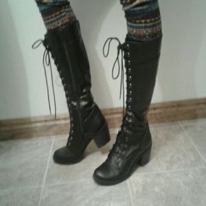 Tall laced combat boots