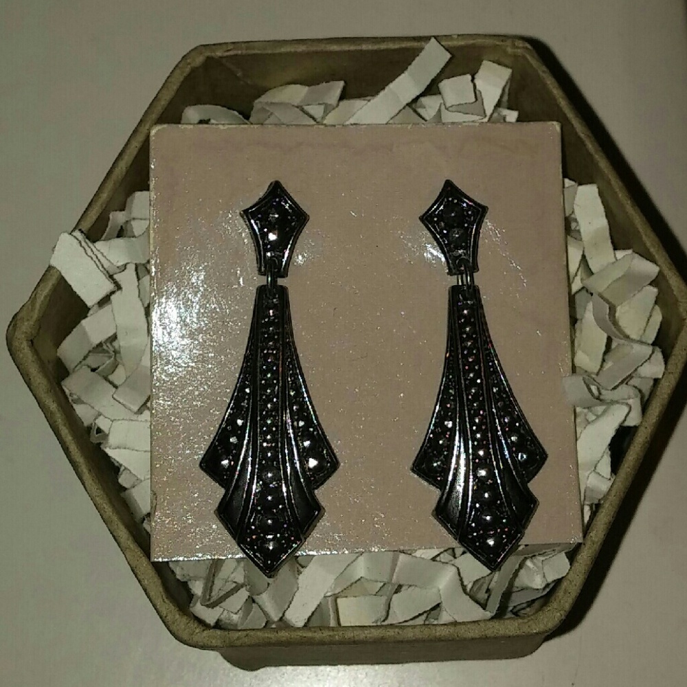 Silver Earrings Art Deco