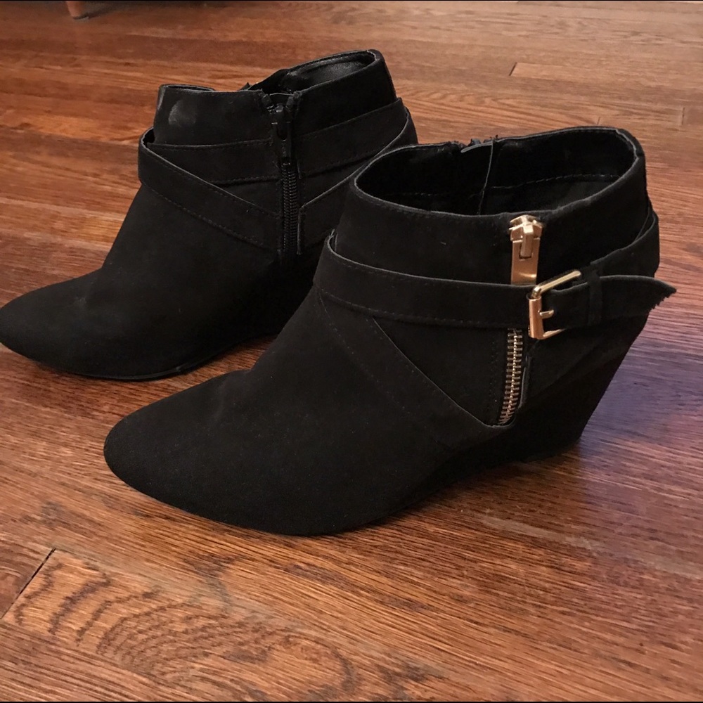 Black Wedge Booties 8.5