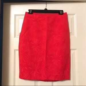 The Limited coral floral pencil skirt