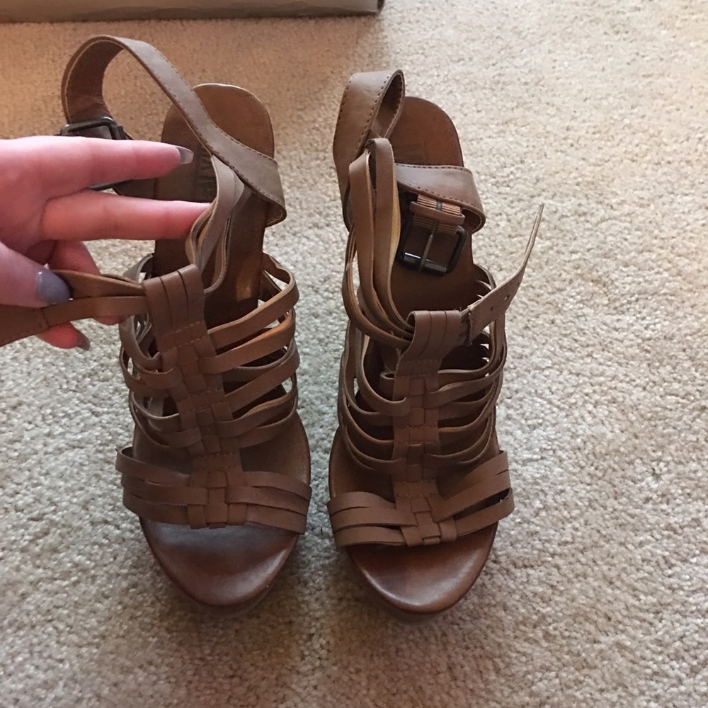 Tan wedge heels