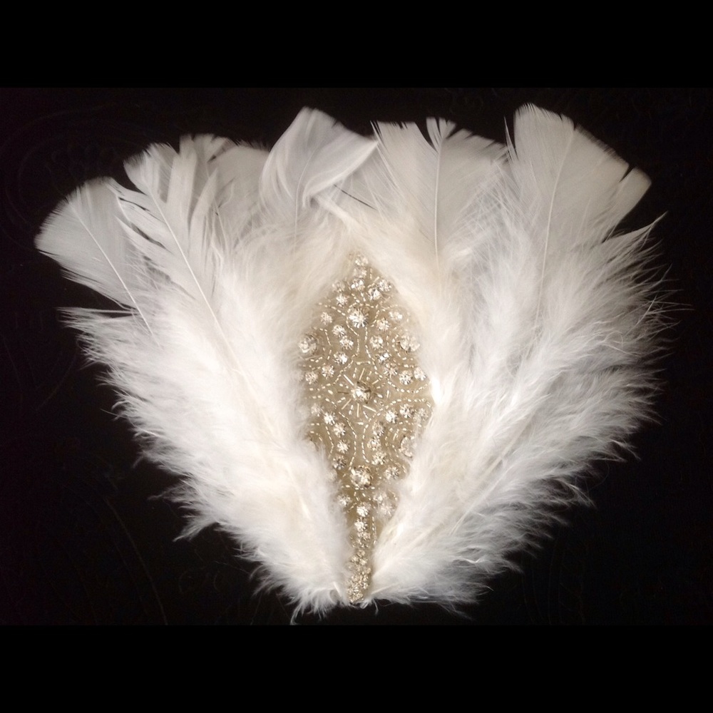 Bridal Swarovski crystal and feathers hair clip
