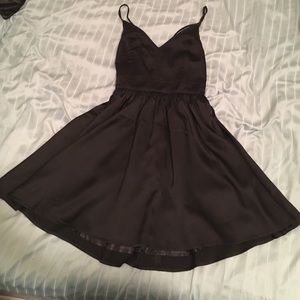 Satin black flare dress