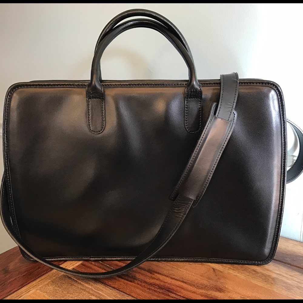 Jack Georges Black Leather Briefcase