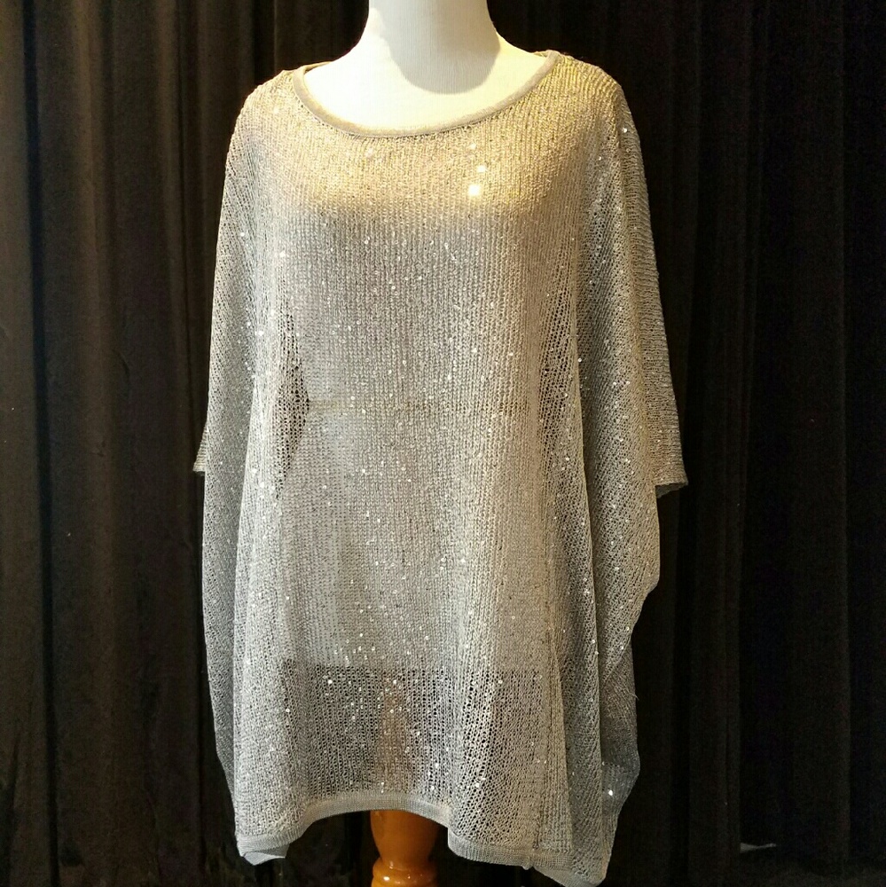 Boston Proper sequin mesh dolman top