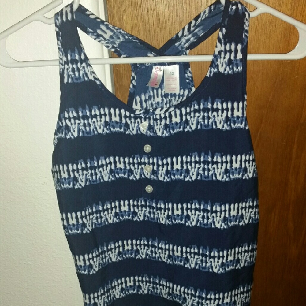 Blue and white cute tank