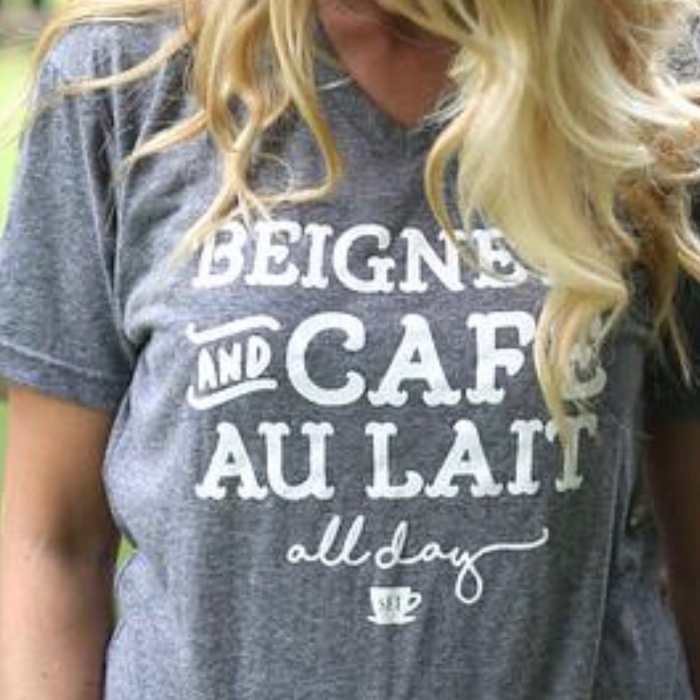 New Orleans Beignets Coffee gray t-shirt