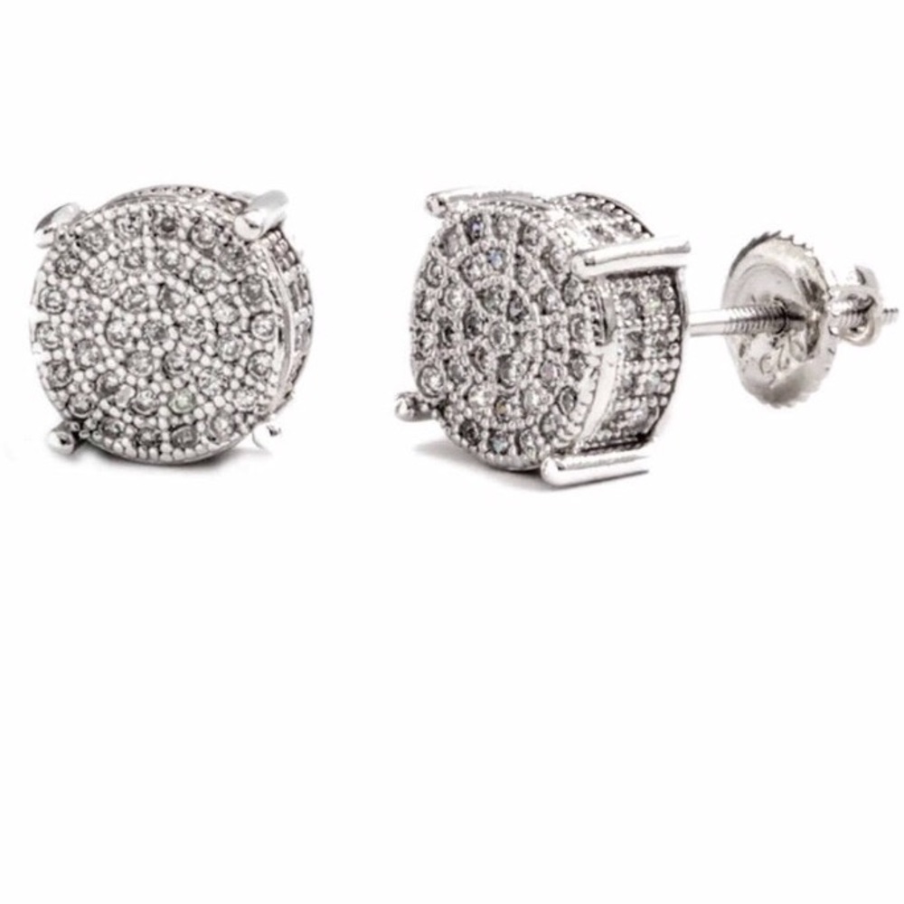 CZ 18k white gold plated sterling silver studs