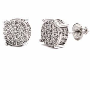 CZ 18k white gold plated sterling silver studs