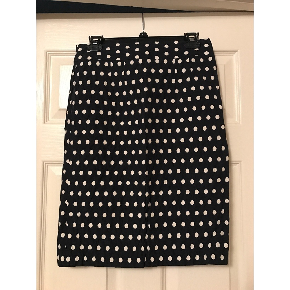 Banana Republic navy cream polka dot pencil skirt