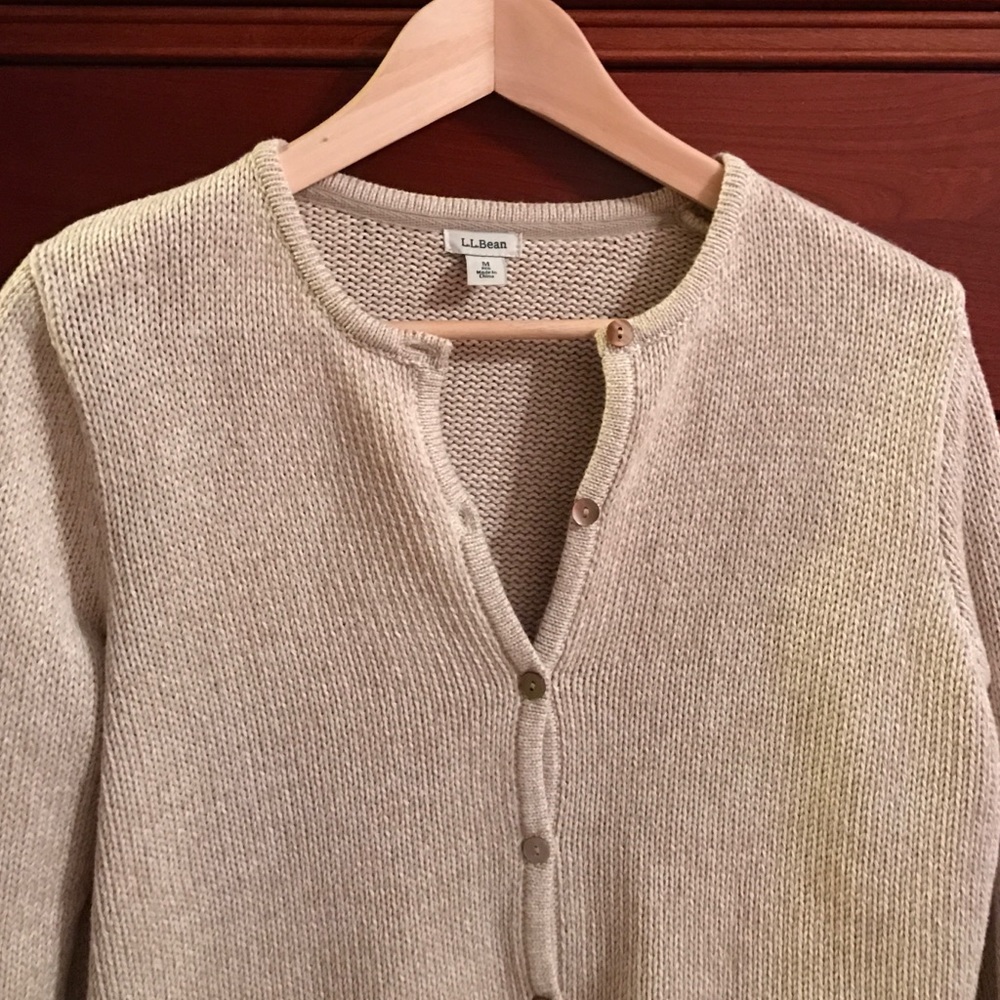 LL Bean cream cardigan