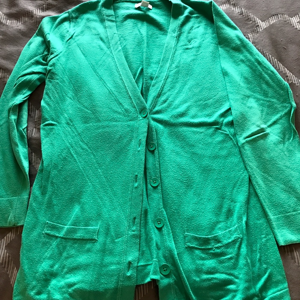 Kelly green long cardigan