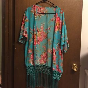 Beautiful teal kimono cover