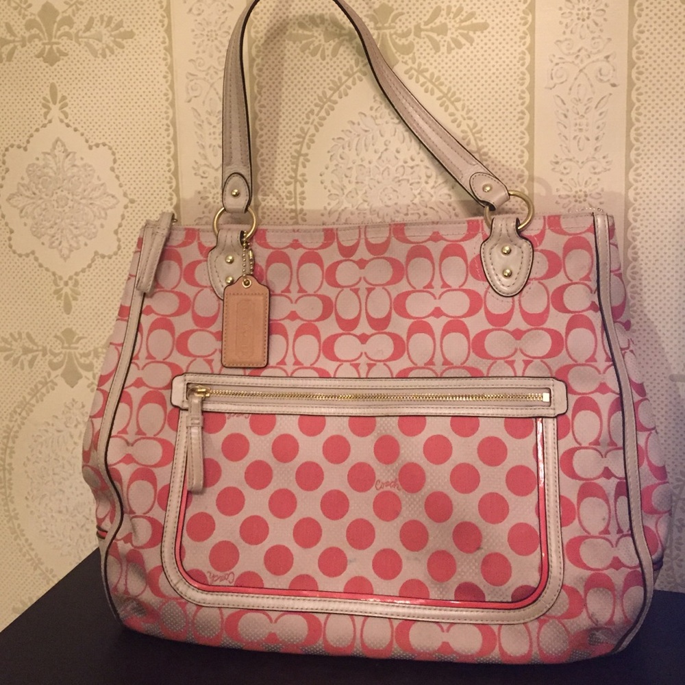 Coach tote cream and pinks