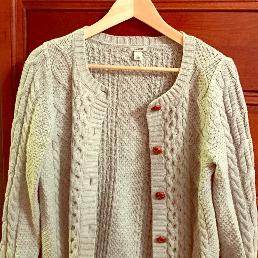 LL Bean cotton cardigan size small.