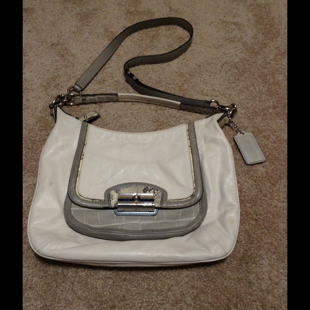 Coach white leather hobo