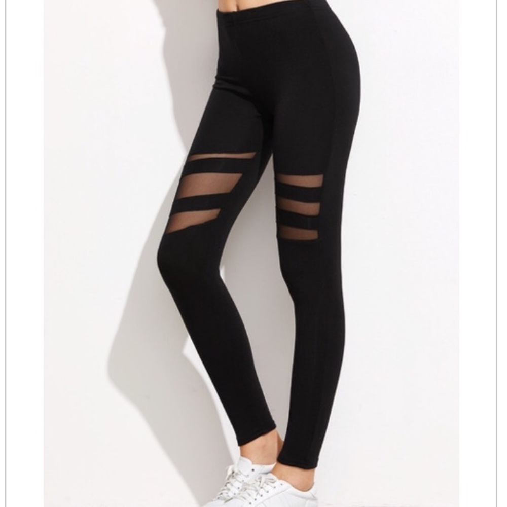 Black mesh insert leggings
