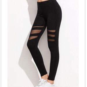 Black mesh insert leggings