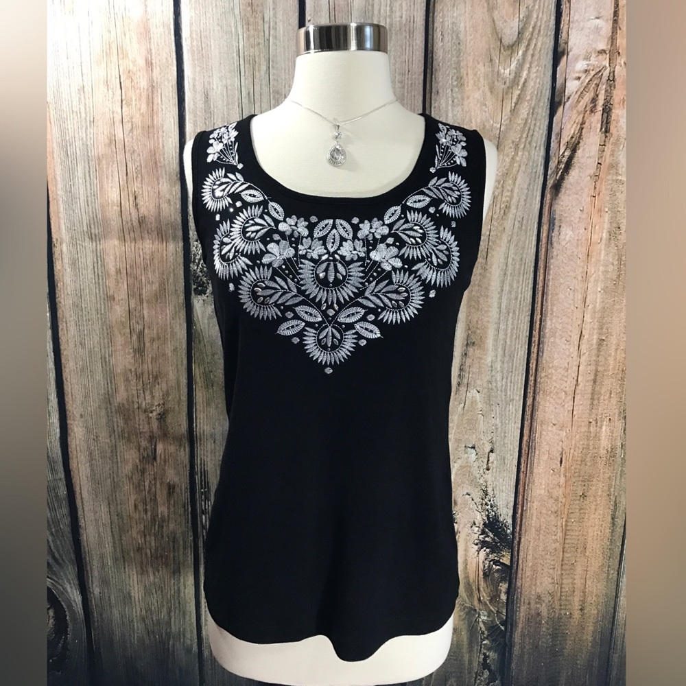 Karen Scott- Embroidered Top