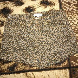 Leopard Print Denim Shorts