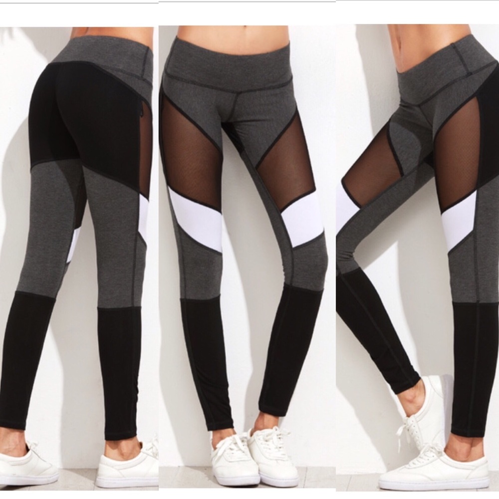 Color block mesh insert leggings