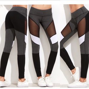 Color block mesh insert leggings