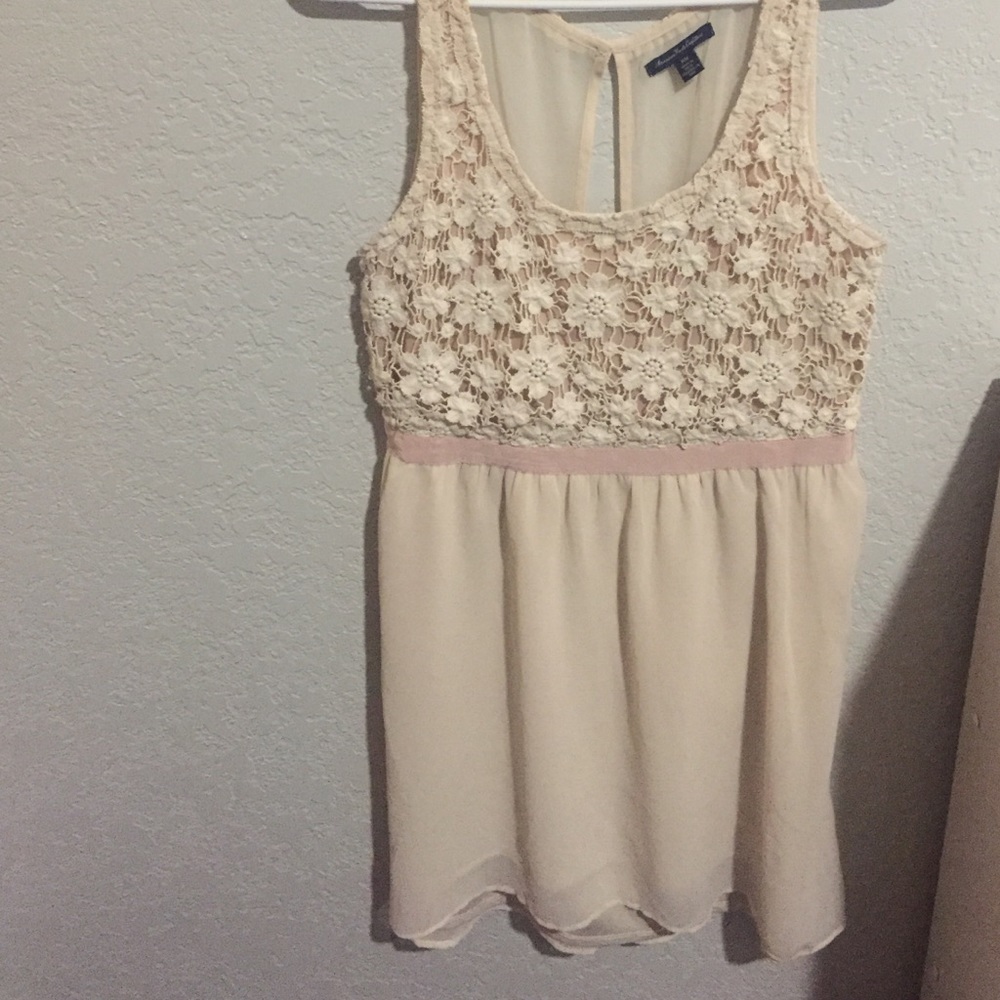 Sheer backed cream dress