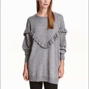 H&M wool blend oversized ruffle sweater
