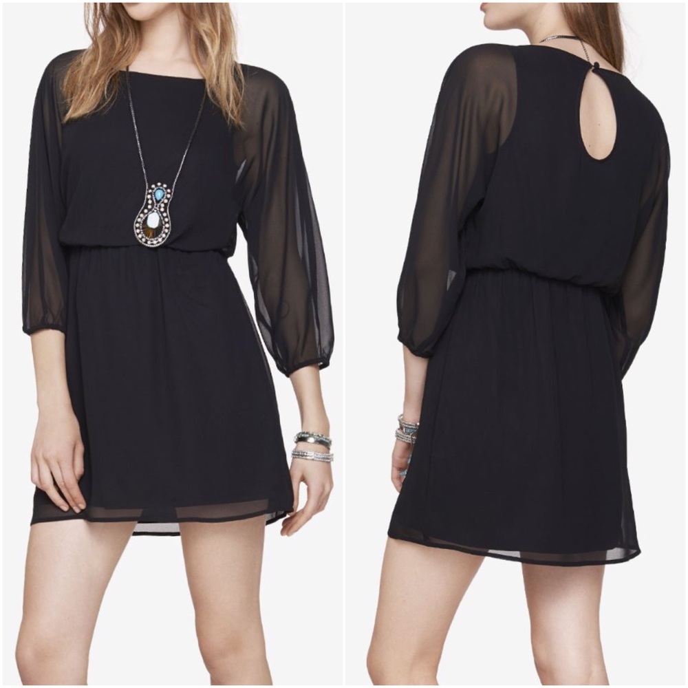 Express Chiffon Dolman Dress - XS Black