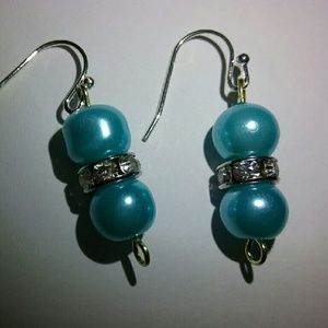 Blue Pearl Crystal Earrings | Handmade,Diamond
