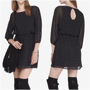 Express Chiffon Dolman Dress - XS Black Dot Print