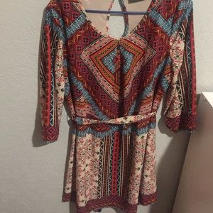 Tribal dress with belt tie
