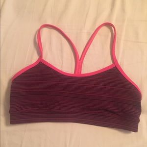 BoomJuice/Black stripe lululemon Flow Y Bra