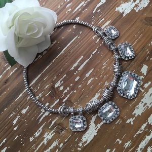 New Silver & Crystal Bib Statement Necklace New Silver & Crystal Bib Statement Necklace