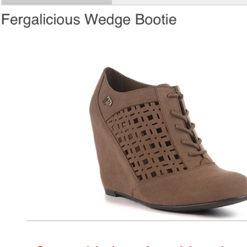 Fergalicious Taupe wedge bootie 8.5