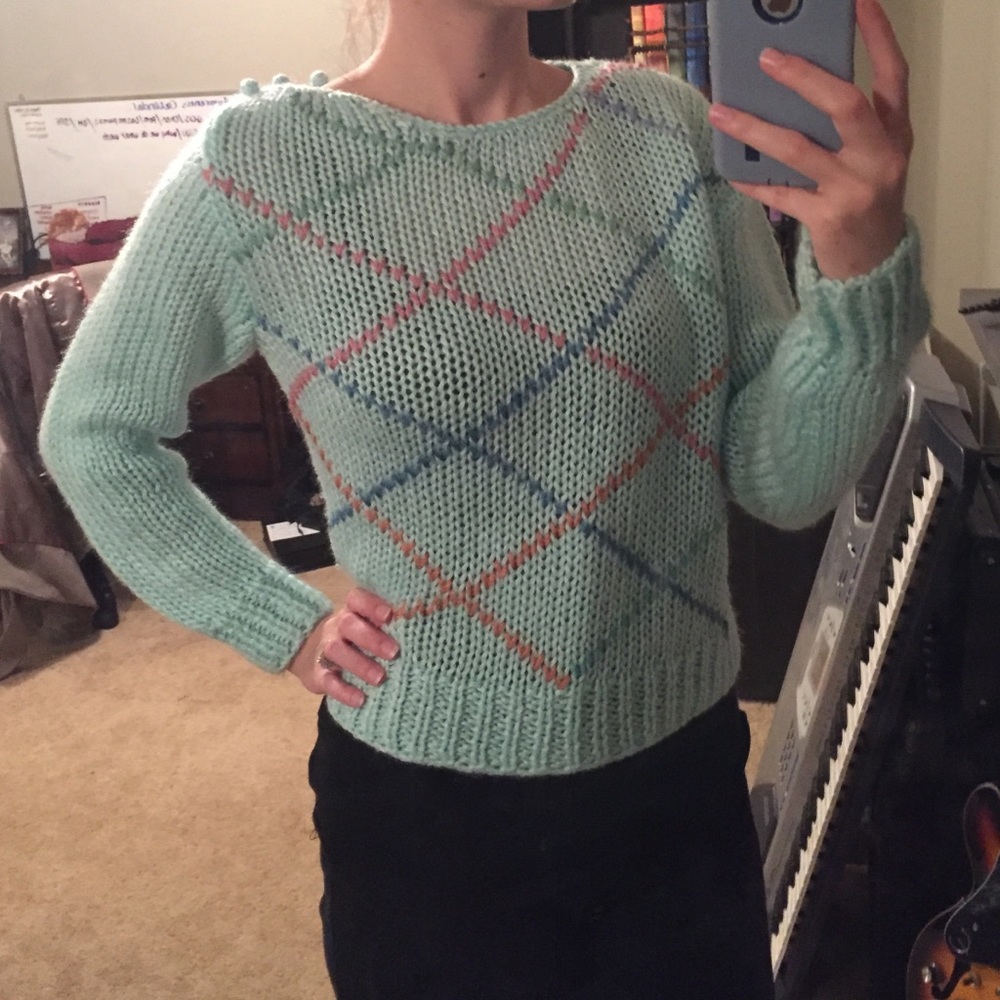 Cute Vintage Blue Large Sweater