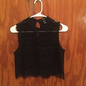black lace crop top