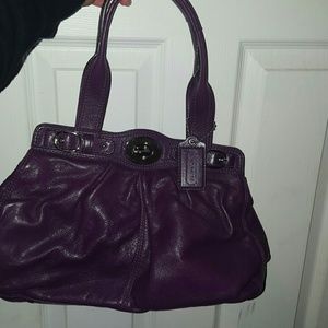 Leather purple coach purse