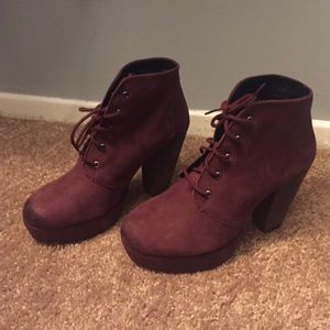 Burgundy booties