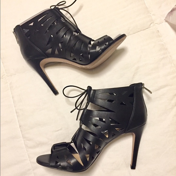 Jessica Simpson Shoes - Black Laser Cut-Lace Up Heels